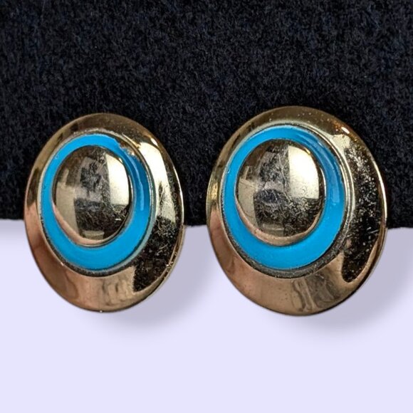 (2/$20) V. Metal Blue Ring Clip On Earrings - Picture 3 of 6